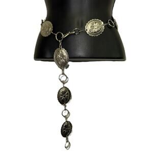Vintage Silver Conch Metal Chain Belt